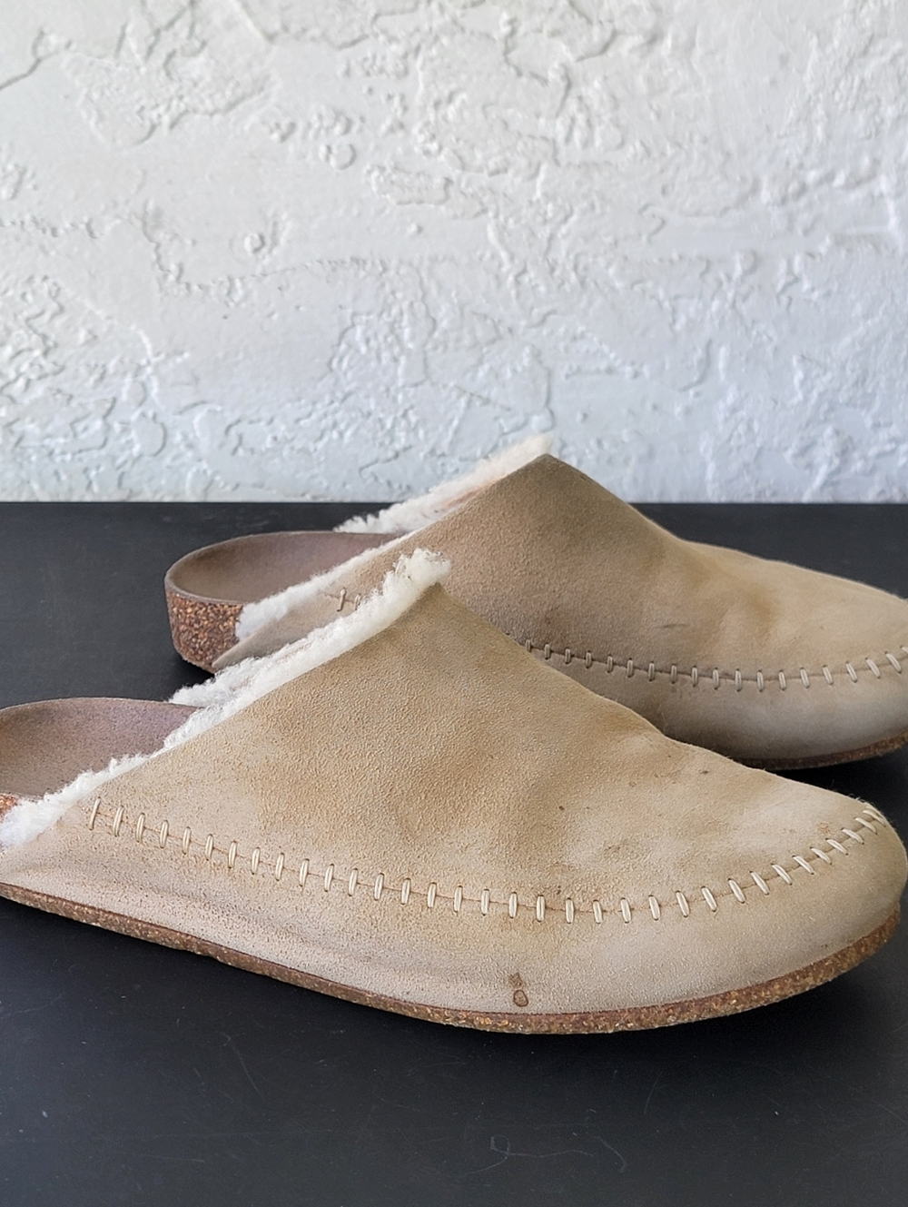 Jenni Kayne Shearling Lined Natural Beige Moc Clog Slip-On Shoes Women’s 39/ 8.5